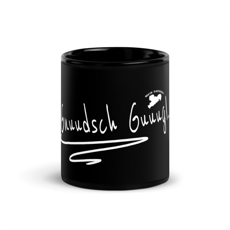 Gnuudsch Guuugl - Knutschkugel - Sächsisch - Spruch - Schwarze glänzende Tasse