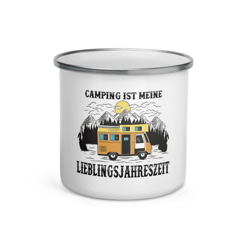 Camping ist meine Lieblingsjahreszeit – Emailletasse