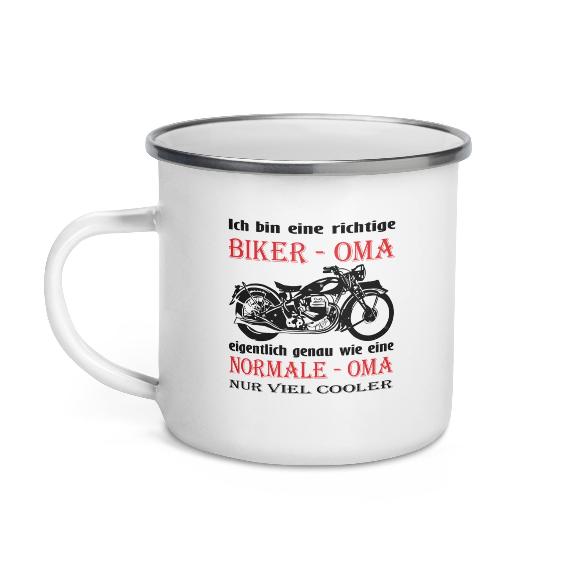 Ich bin eine richtige Biker – Oma, eigentlich genau wie eine Normale – Oma, nur viel cooler – Emailletasse – Bild 3