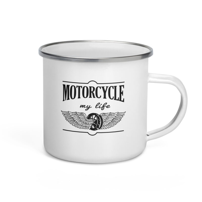 Motorcycle my life - Motorradfahren ist mein Leben - Emailletasse