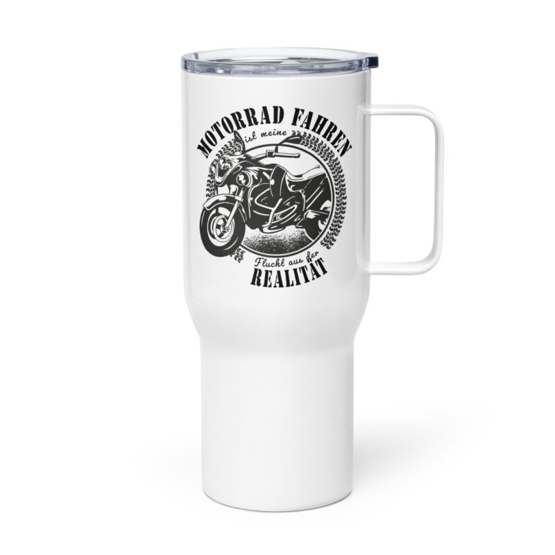 Motorrad fahren ist meine Flucht aus der Realität - Reisebecher mit Griff
