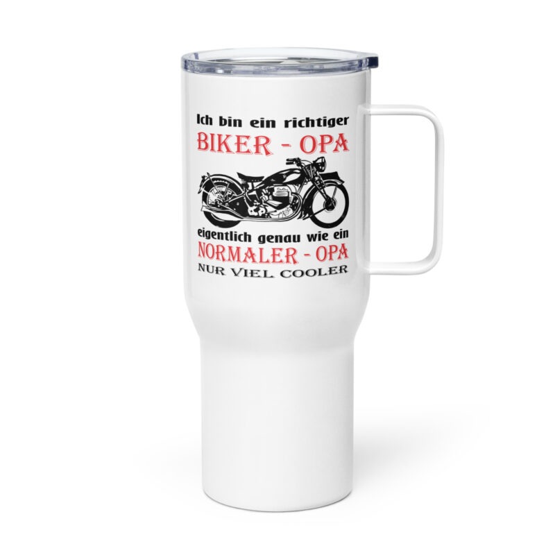 Ich bin ein richtiger Biker - Opa, eigentlich genau wie ein Normaler - Opa, nur viel cooler - Reisebecher mit Griff