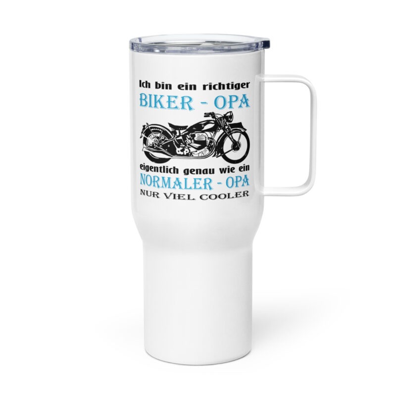 Ich bin ein richtiger Biker - Opa, eigentlich genau wie ein Normaler - Opa, nur viel cooler - Reisebecher mit Griff