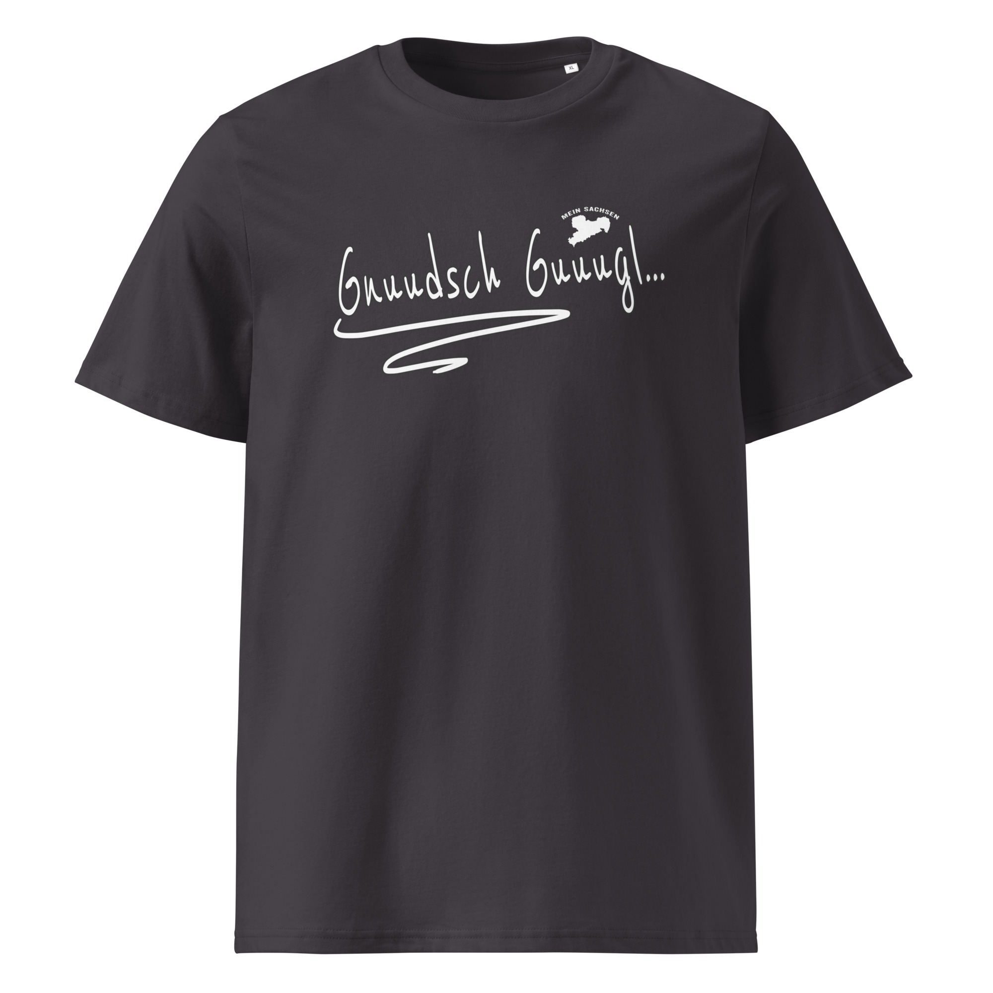 Gnuudsch Guuugl - Knutschkugel - Sächsisch - Spruch - Unisex-Bio-Baumwoll-T-Shirt