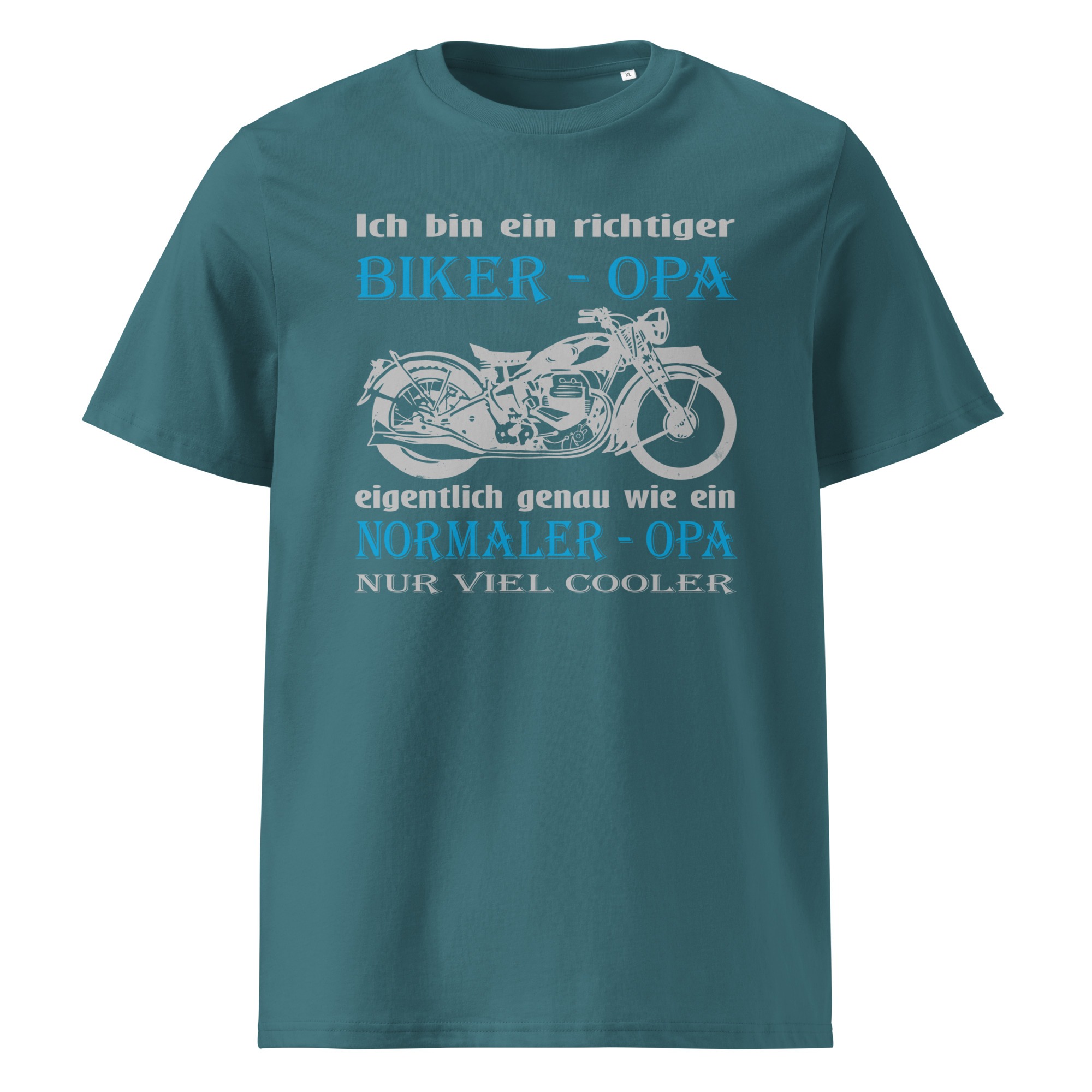 Ich bin ein richtiger Biker – Opa, eigentlich genau wie ein Normaler – Opa, nur viel cooler – Unisex-Bio-Baumwoll-T-Shirt – Bild 6
