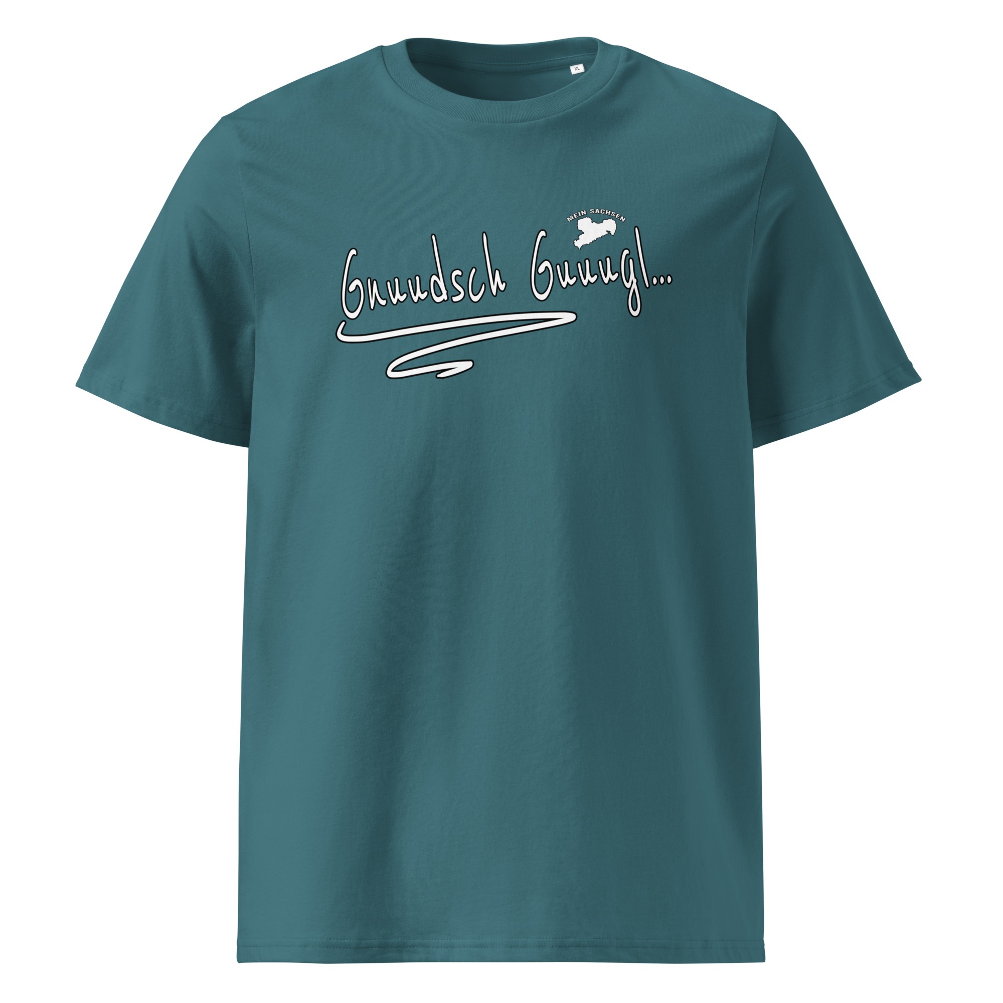 Gnuudsch Guuugl - Knutschkugel - Sächsisch - Spruch - Unisex-Bio-Baumwoll-T-Shirt – Bild 5