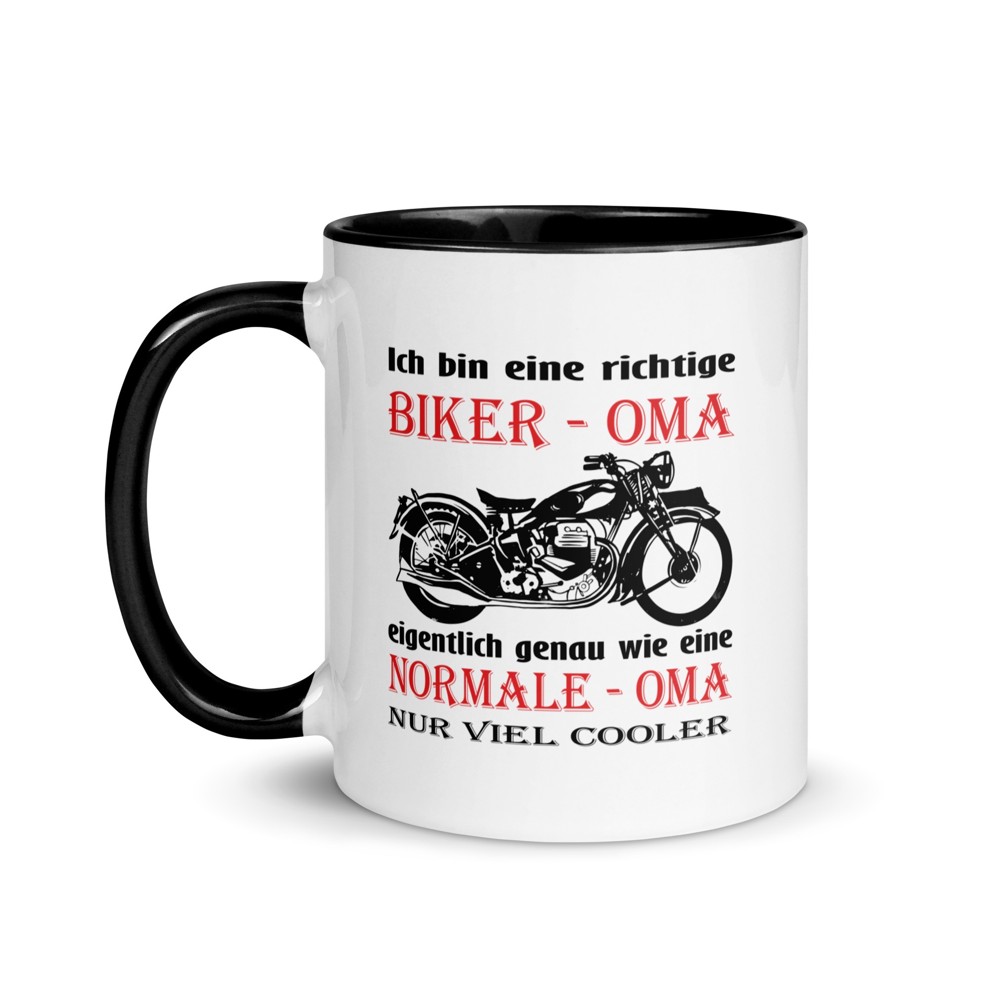 Ich bin eine richtige Biker – Oma, eigentlich genau wie eine Normale – Oma, nur viel cooler – Tasse mit farbiger Innenseite – Bild 4