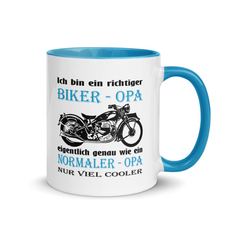 Ich bin ein richtiger Biker - Opa, eigentlich genau wie ein Normaler - Opa, nur viel cooler - Tasse mit farbiger Innenseite