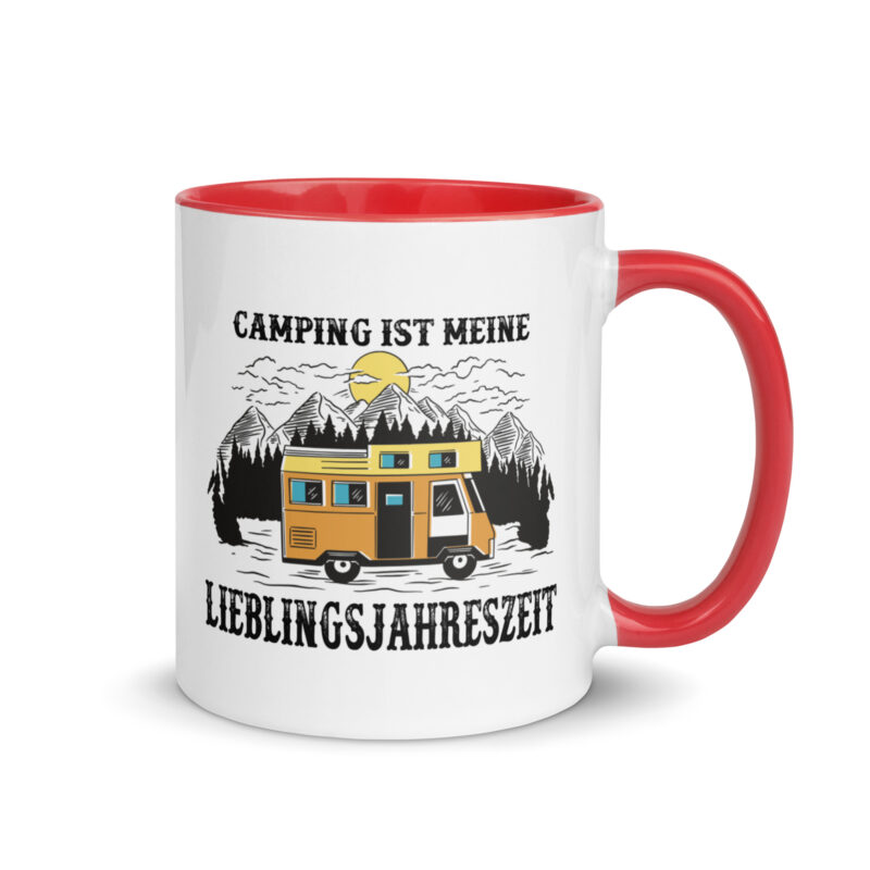 Camping ist meine Lieblingsjahreszeit - Tasse mit farbiger Innenseite – Bild 4