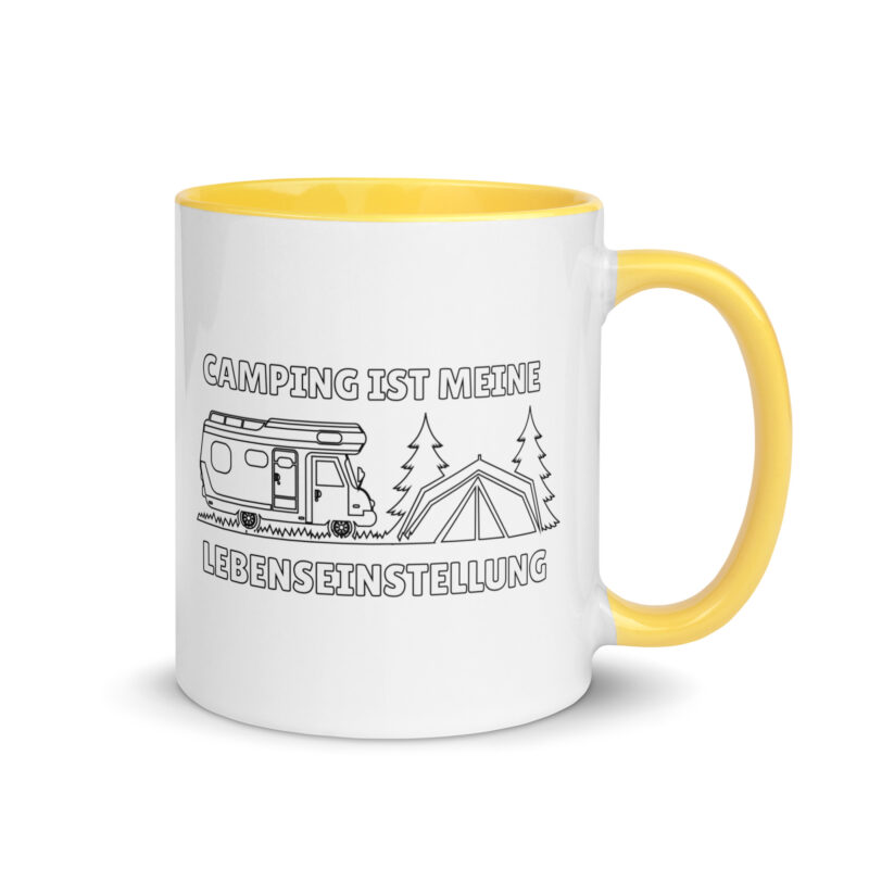 Camping ist meine Lebenseinstellung - Tasse mit farbiger Innenseite