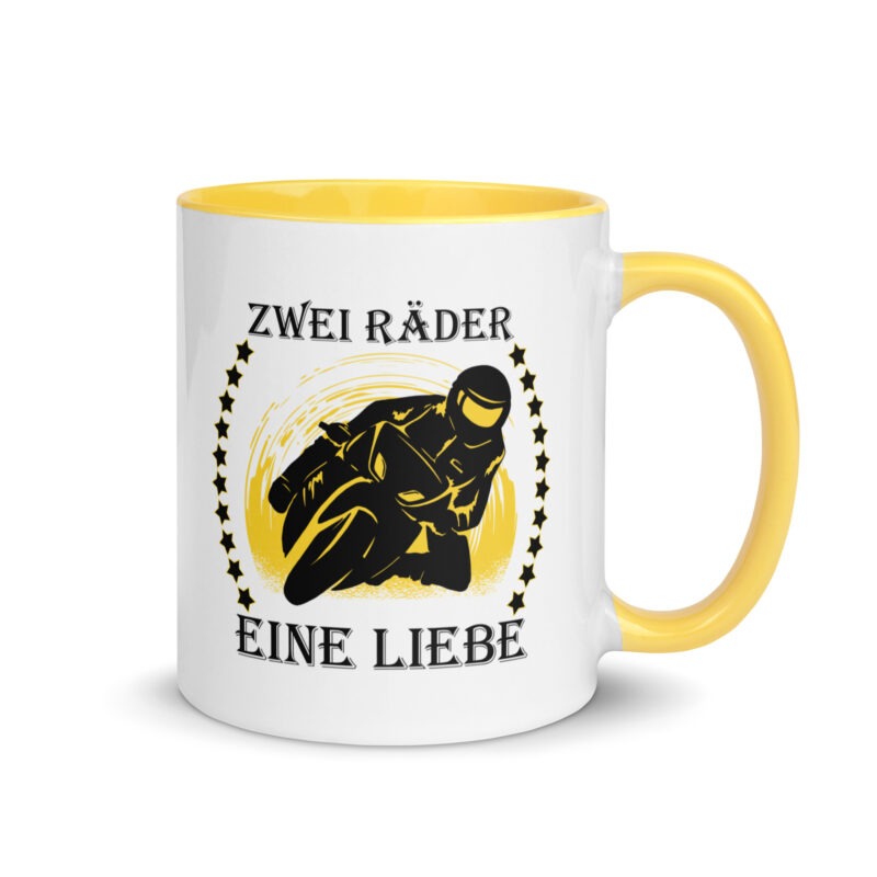 Zwei Räder eine Liebe - Motorrad - Tasse mit farbiger Innenseite