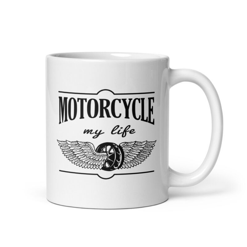 Motorcycle my life - Motorradfahren ist mein Leben - Weiße, glänzende Tasse
