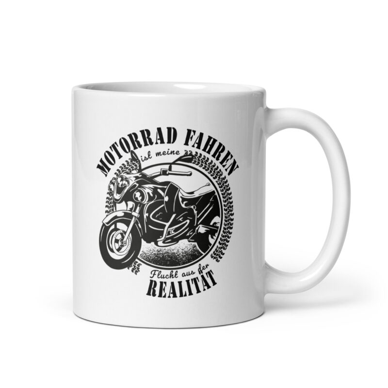 Motorrad fahren ist meine Flucht aus der Realität - Weiße, glänzende Tasse