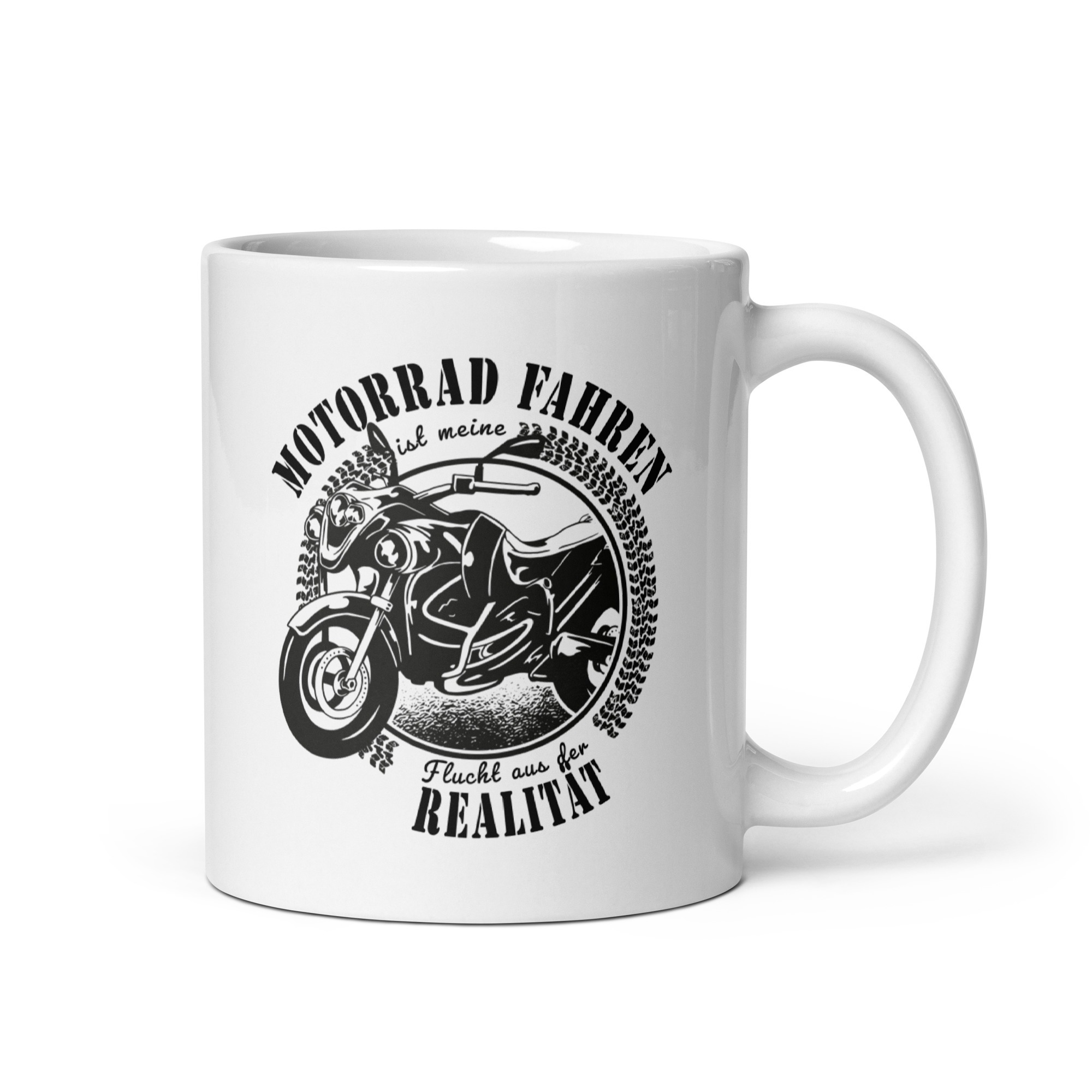 Motorrad fahren ist meine Flucht aus der Realität - Weiße, glänzende Tasse