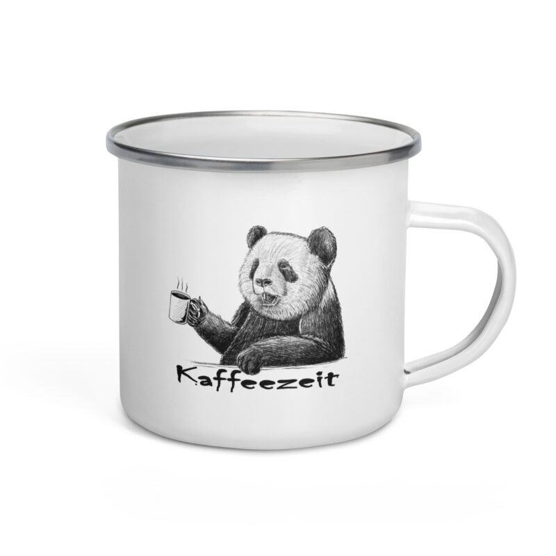 Kaffeezeit - Pandabär - Emailletasse