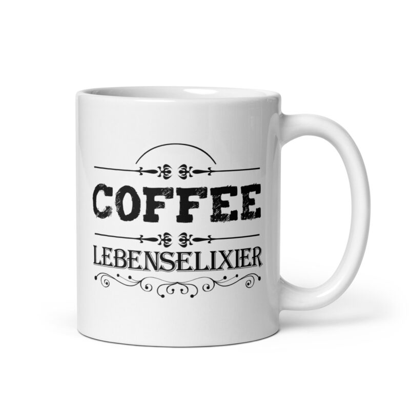 Kaffee Lebenselixier coffee - Weiße, glänzende Tasse