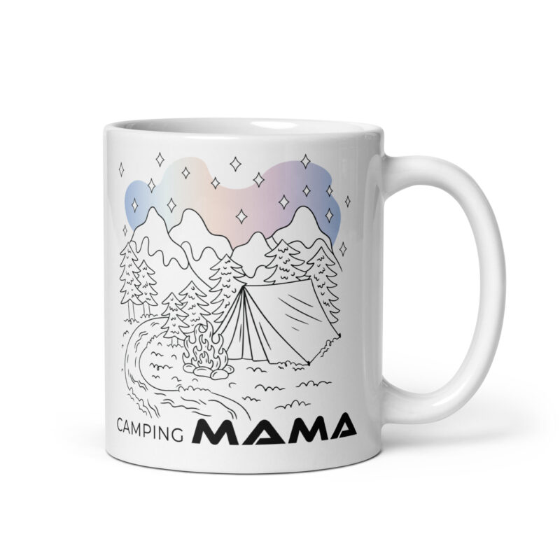 Camping Mama - Weiße, glänzende Tasse
