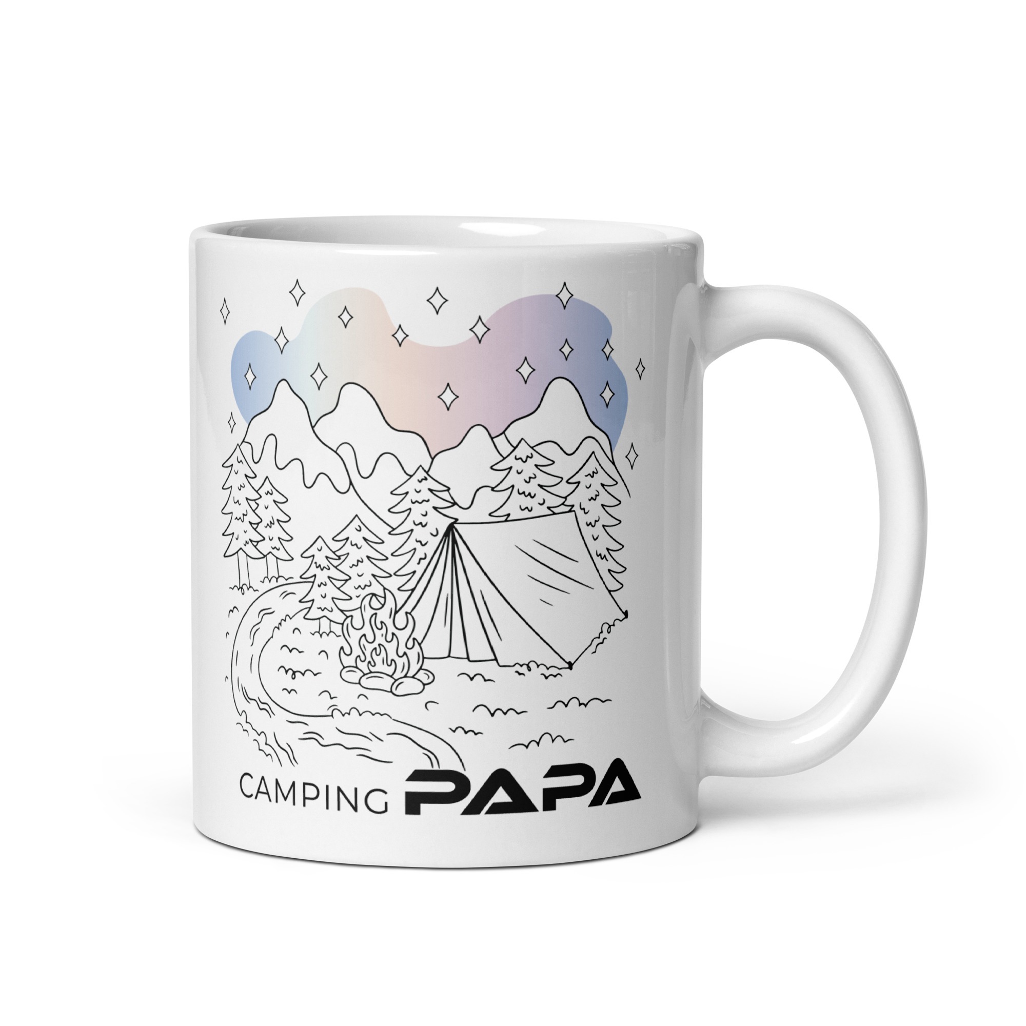 Camping Papa - Weiße, glänzende Tasse