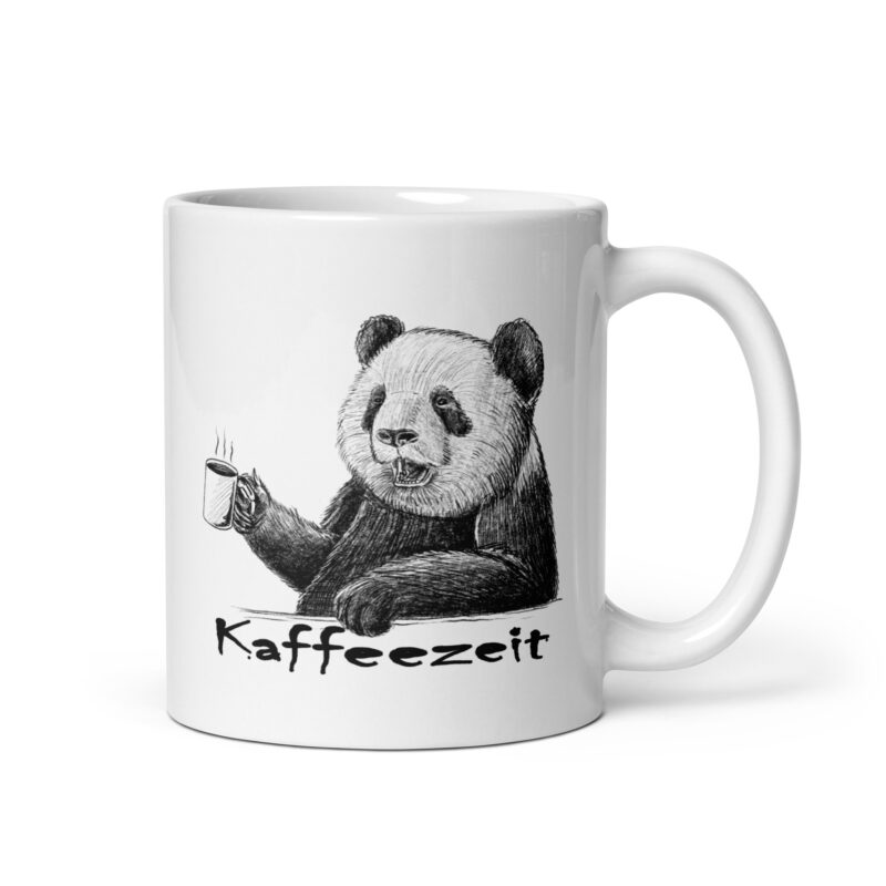 Kaffeezeit - Pandabär - Weiße, glänzende Tasse
