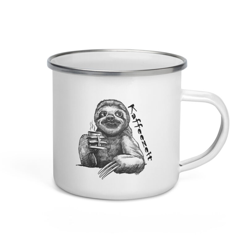 Kaffeezeit - Faultier - Emailletasse