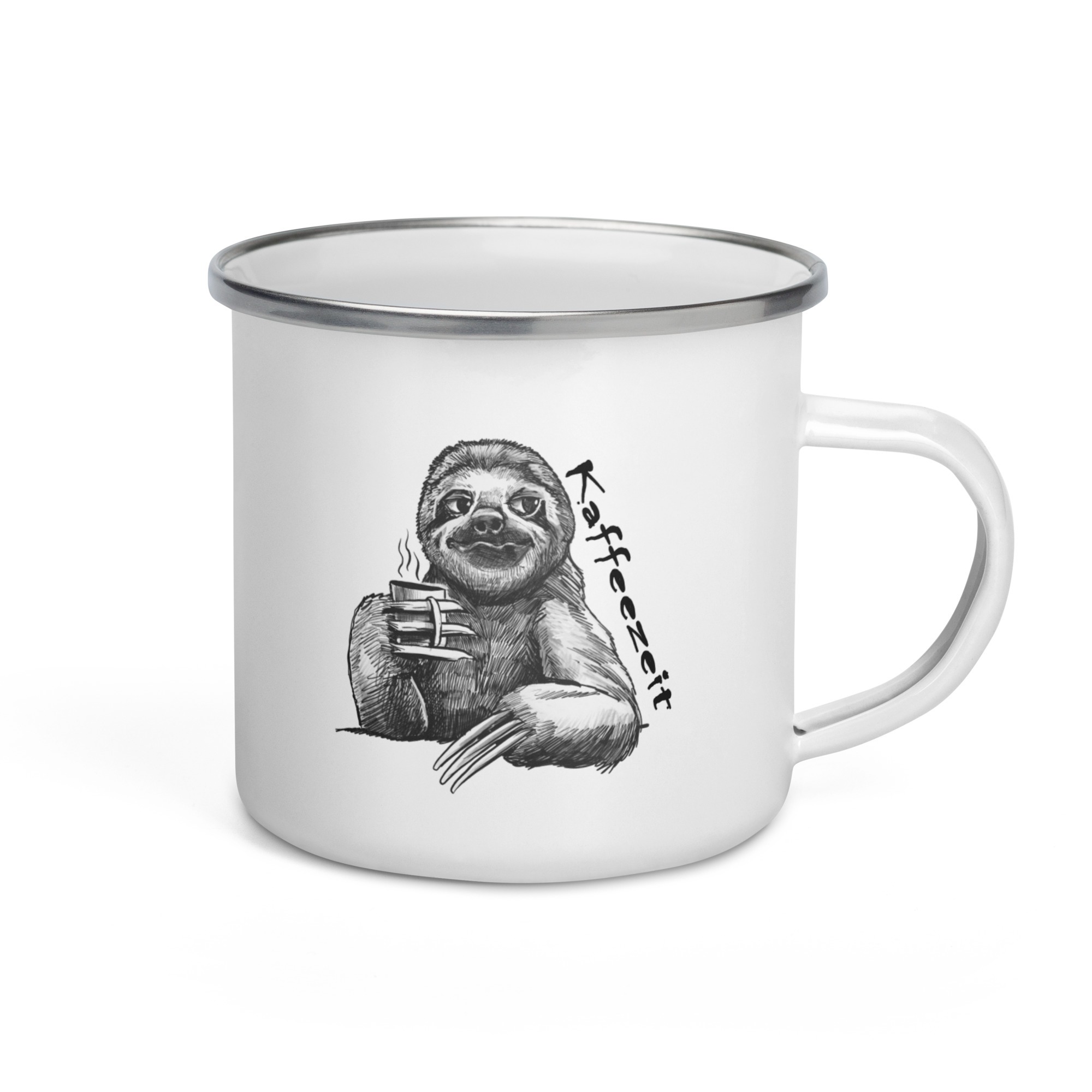 Kaffeezeit - Faultier - Emailletasse