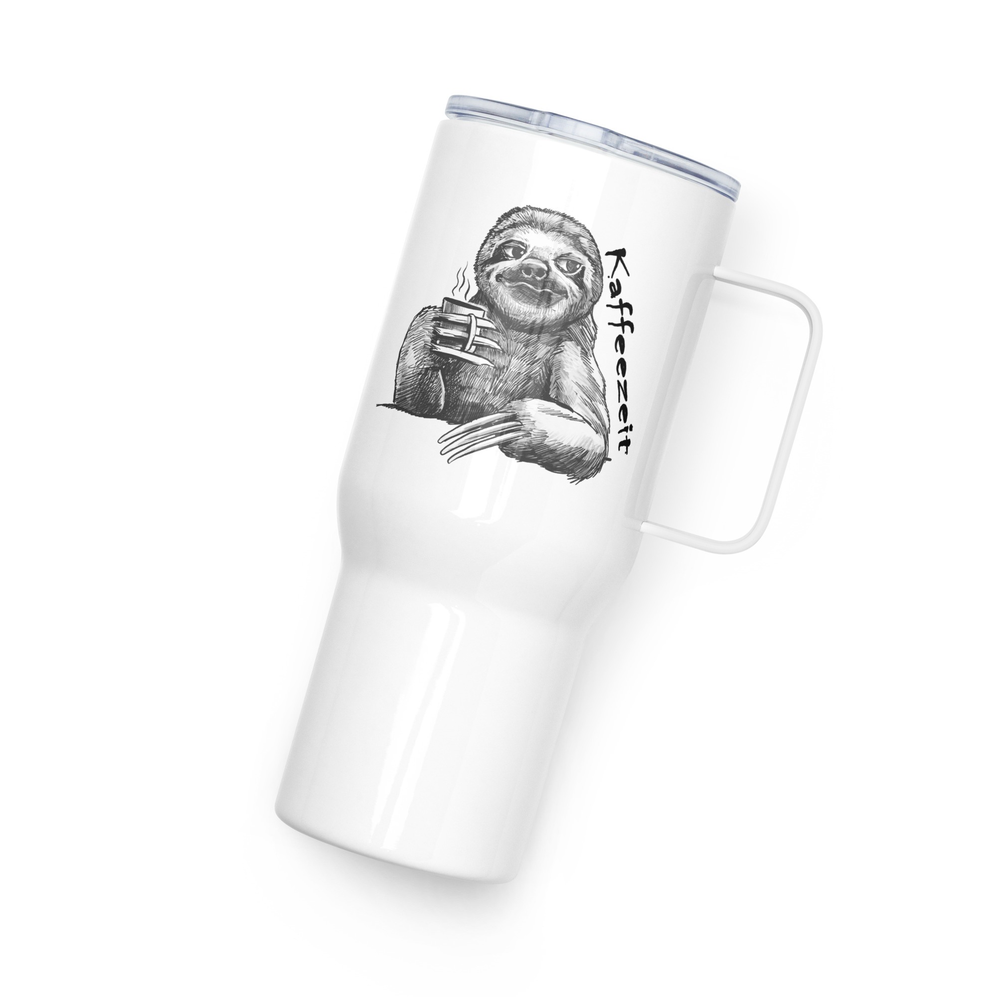 Kaffeezeit - Faultier - Reisebecher mit Griff