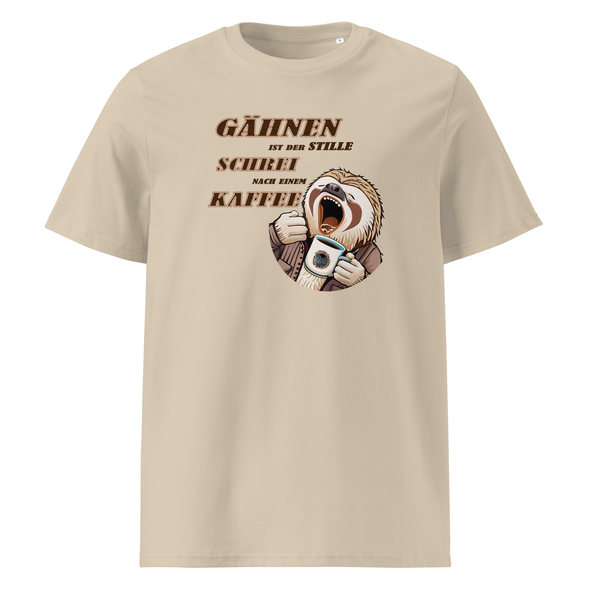 Gähnen ist der stille Schrei nach einem Kaffee - Unisex-Bio-Baumwoll-T-Shirt
