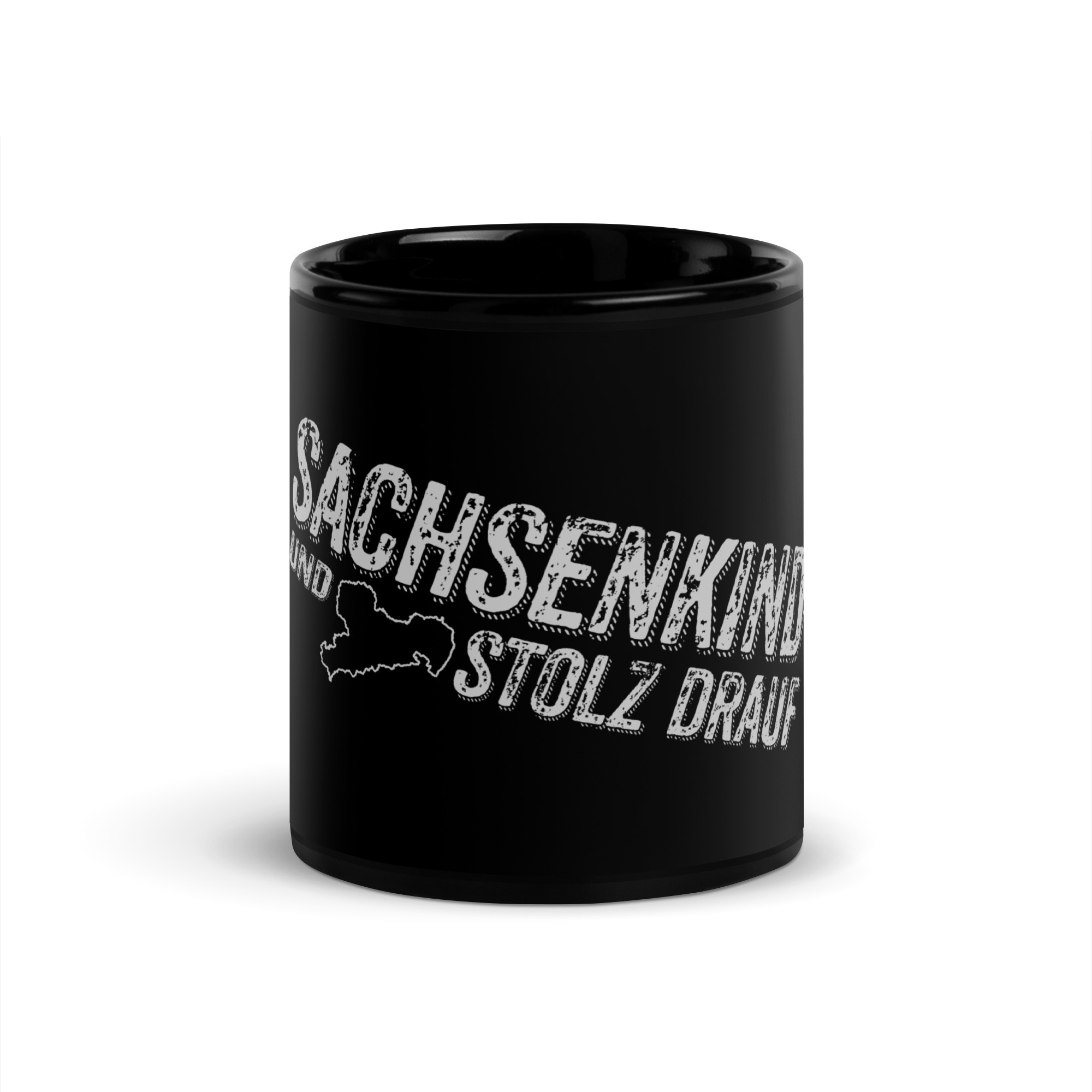 SACHSENKIND und STOLZ drauf - Schwarze glänzende Tasse