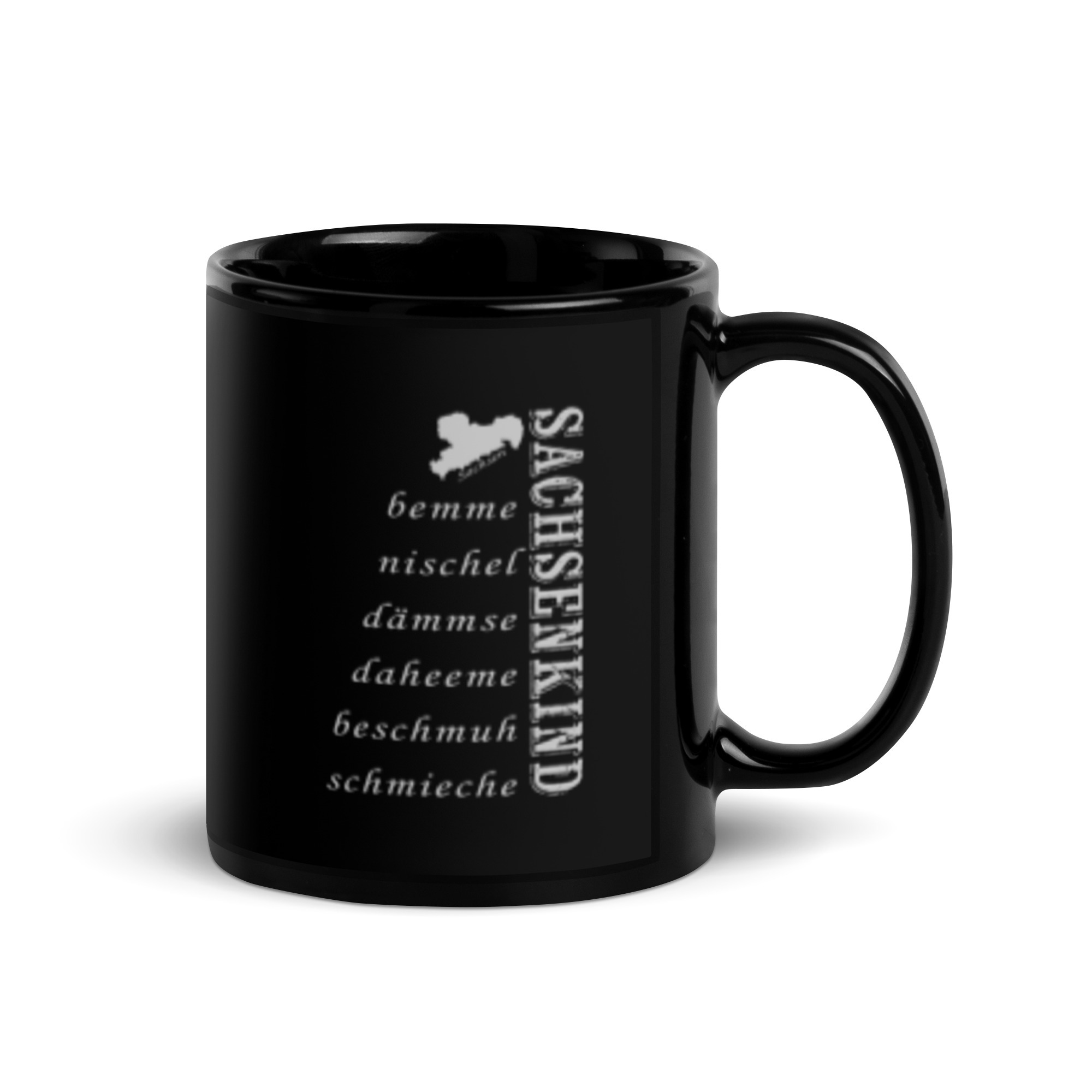 SACHSENKIND – Dialekt – Wörter – Schwarze glänzende Tasse